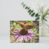 紫の針葉樹に蝶 ポストカード (スタンド正面)