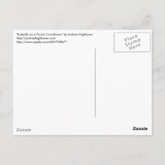 紫の針葉樹に蝶 ポストカード (裏面)