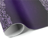 紫の銀の花柄 ラッピングペーパー (ロールコーナー)
