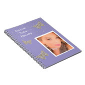 紫の銀の輝く蝶あなたの写真 ノートブック (右側)