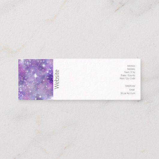 紫の銀河系と星 スキニー名刺 (裏面)