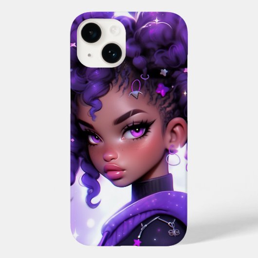 紫の銀河系の女の子（カール） Case-Mate iPhoneケース (裏面)