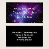 紫の銀河系プラネタリウム結婚式の日付を保存 (正面&裏面)