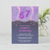 紫の銀河「6歳から7歳に」女の子の誕生日 招待状 (スタンド正面)