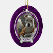 紫の銀色のリボンペットの写真のクリスマス装飾 セラミックオーナメント (右)