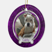 紫の銀色のリボンペットの写真のクリスマス装飾 セラミックオーナメント (左)
