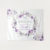 紫の銀色の蝶の赤ちゃんシャワータペストリー タペストリー (正面(横))