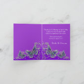 紫の銀色の蝶結婚の サンキューカード (内部)