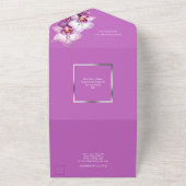 紫の銀蘭のシックな花結婚の豪華さ オールインワン招待状 (外側)