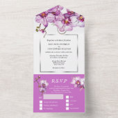 紫の銀蘭のシックな花結婚の豪華さ オールインワン招待状 (内側)