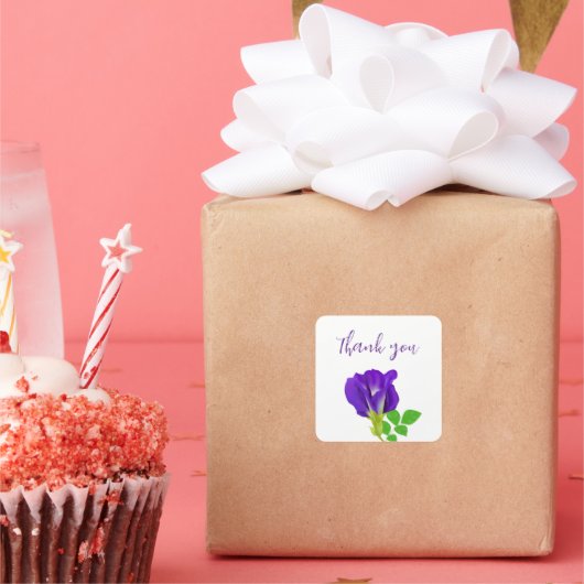 紫の開花フローラギフトラップ スクエアシール (パーティー)