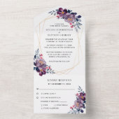 紫の開花フローラジオメト結婚リ オールインワン招待状 (内側)