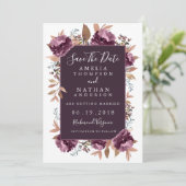 紫の開花水の色を保存する日付招待状 セーブザデート (スタンド正面)