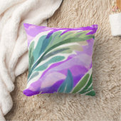 紫の離れ背景を持つ緑 クッション (ブランケット)