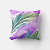 紫の離れ背景を持つ緑 クッション (正面)