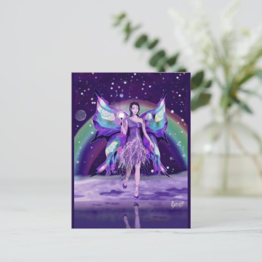 紫の雨の妖精はがき ポストカード (スタンド正面)