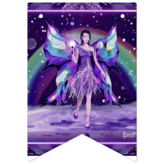 紫の雨の妖精 バンティングフラッグ (第3の旗)