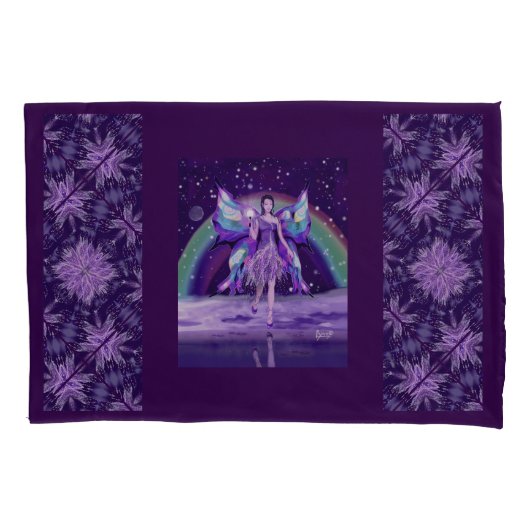 紫の雨の妖精 枕カバー (正面)