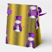 紫の雪だるまオン金ゴールドクリスマス フェイバーボックス (裏面サイド)
