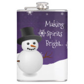紫の雪だるま冬のシーンクリスマスフラスコ フラスク (正面)