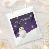 紫の雪だるま冬の風景クリスマスの好意バッグ フェイバーバッグ (クリップ留めされた状態)