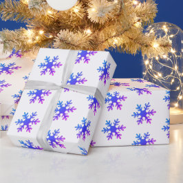紫の雪の結晶 クリスマス ホリデー パターン ラッピングペーパー