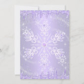 紫の雪の結晶 冬のワンダーランド キンセañera 招待状 (裏面)