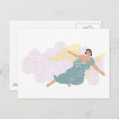 紫の雲の前の男の天使 ポストカード (正面/裏面)