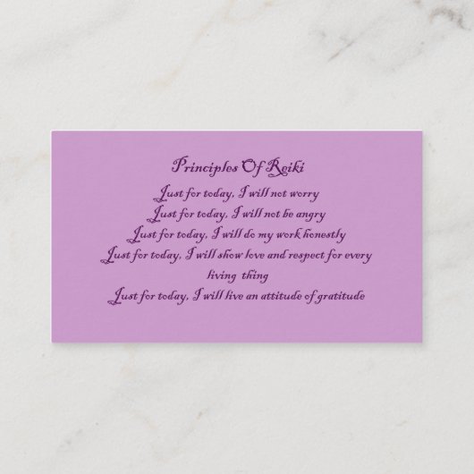 紫の霊気の記号と原則 名刺 (裏面)
