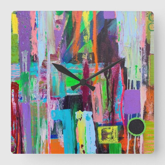 紫の霞の壁時計 スクエア壁時計 (正面)