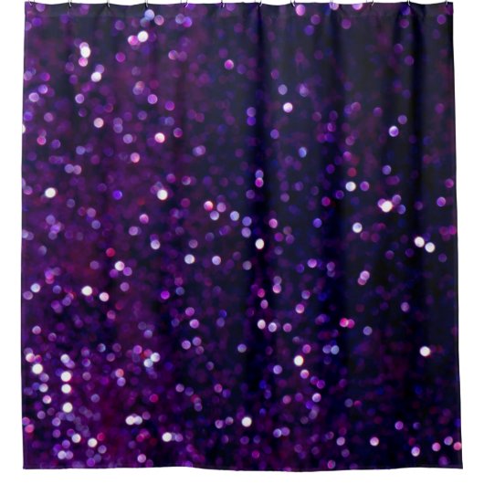 紫の霞:グリッターライト背景 シャワーカーテン (正面)