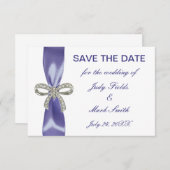 紫の青いダイヤモンドボウ日付カードを保存 (正面/裏面)