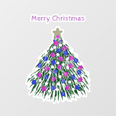 紫の青いピンクの白いクリスマスツリーにぜいたくに ウィンドウサイン (シート)