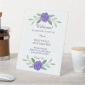 紫の青いフローラの緑の葉の安全性 台座サイン (インサイチュ)