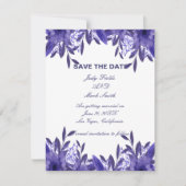 紫の青いフローラの葉は日付カードを保存 (正面)