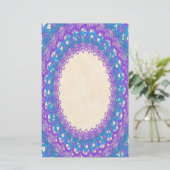 紫の青いレースp2文房具ページ（横付き） 便箋 (スタンド正面)