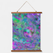 紫の青い緑の流体アートの渦巻きと泡 吊り下げ型タペストリー (正面)