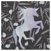 紫の青とピンクのユニコーンのパターン ファブリック (クローズアップ)