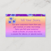 紫の青とピンクの花の名刺 割引カード (裏面)