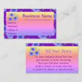 紫の青とピンクの花の名刺 割引カード (正面/裏面)