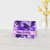 紫の青と抽象芸術のクールシェイプハッピーバースデー カード (黄色い花)