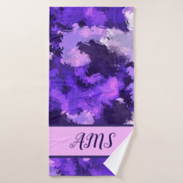 紫の青と抽象芸術カッコいいの図形のパターン バスタオル