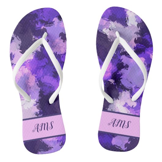 紫の青と抽象芸術カッコいいの図形のパターン ビーチサンダル (ソール)