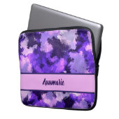 紫の青と抽象芸術カッコいいの図形のパターン ラップトップスリーブ (正面左)
