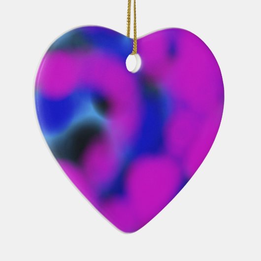 紫の青と黒を混ぜ合わせた抽象芸術アート セラミックオーナメント (右)