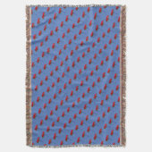 紫の青に赤いケシの花 スローブランケット (正面縦)