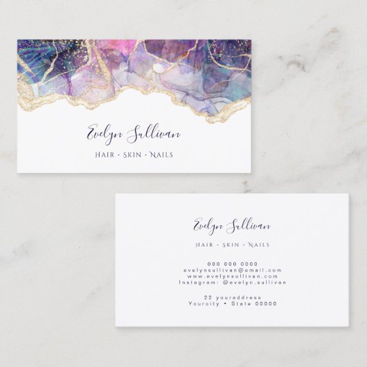 紫の青のオパールの名刺 名刺 (正面/裏面)