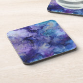 紫の青の水色の色合いマルブリード渦巻き コースター (左側)