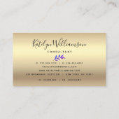 紫の青の熱帯グラデーションのパームのシック金ゴールドスクリプト 名刺 (裏面)