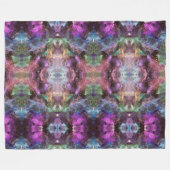 紫の青の緑のピンクの黒の星雲アート フリースブランケット (正面(横))